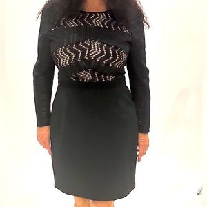 Reiss Long Sleeve Tailored Dress, Black